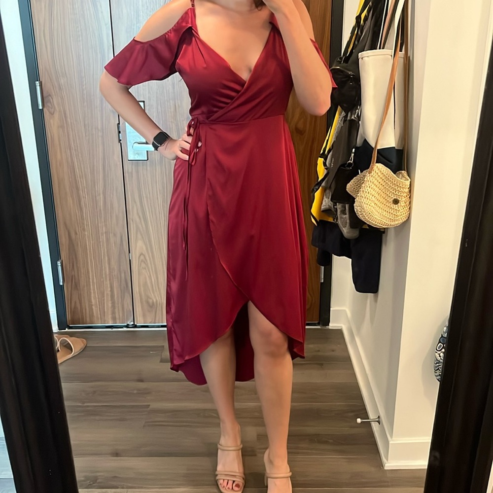 Maroon wrap dress